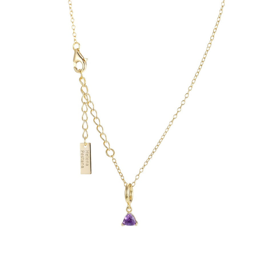 18K Gold Plated Amethyst Cubic Zirconia Charm Necklace