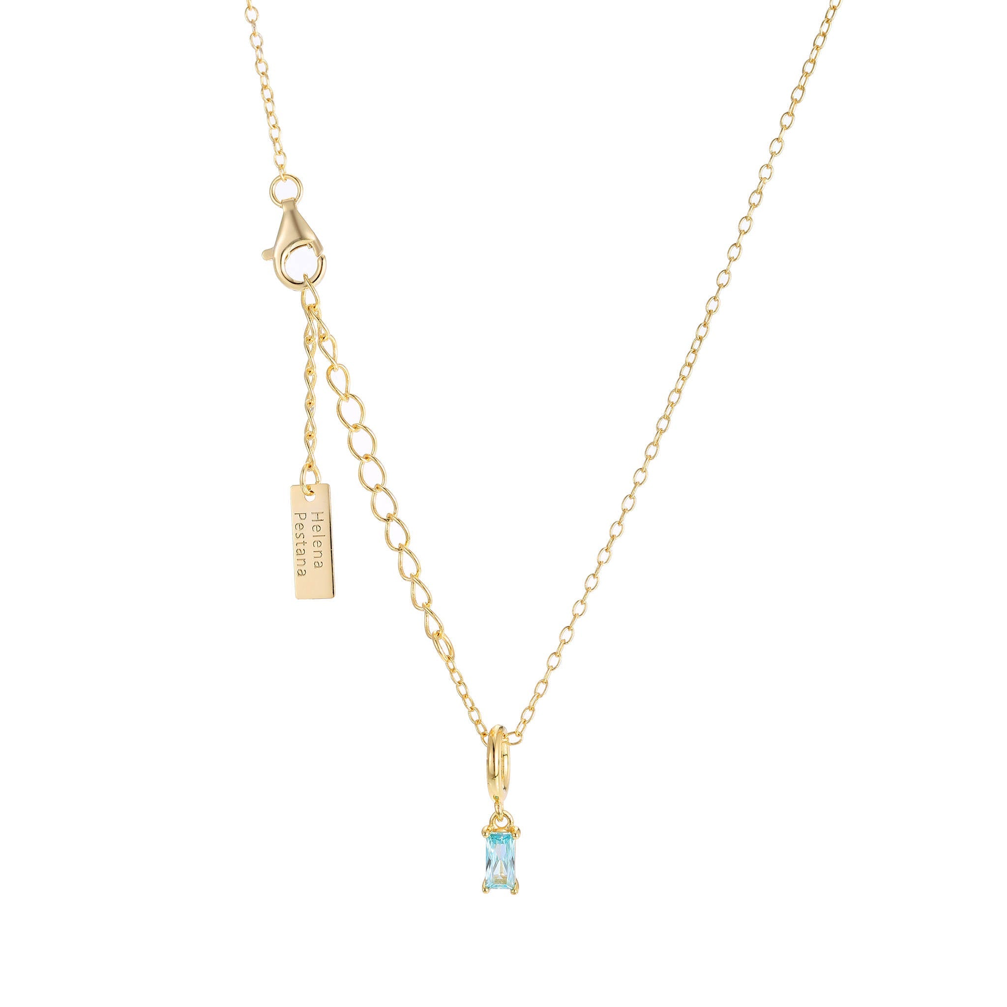 18ct Gold Plated Aquamarine Cubic Zirconia Charm