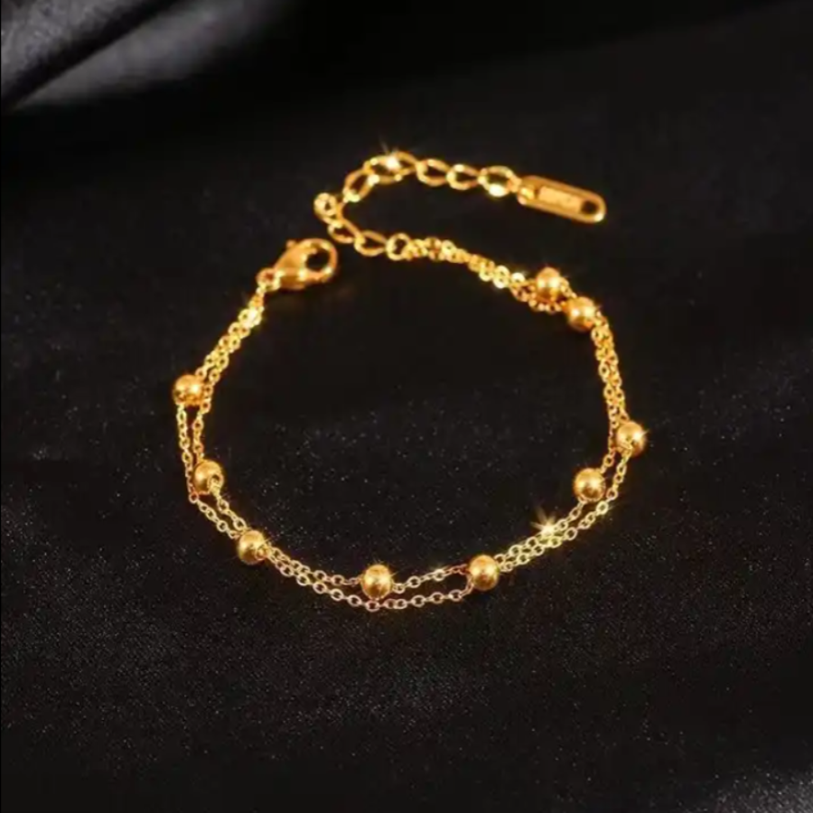 18ct Gold Plated Beads Double Layer Bracelet