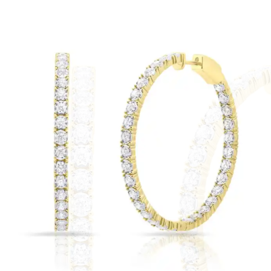 18K Gold Plated Round Cut Cubic Zirconia Hoop Earrings