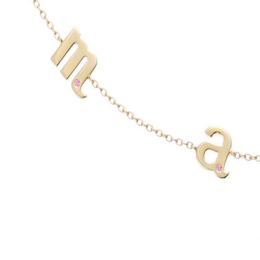 Mama Necklace in 18ct Gold Plating with Angel Pink Cubic Zirconia