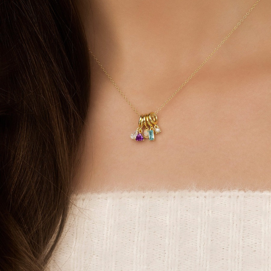 18ct Gold Plated Amethyst Cubic Zirconia Charm Necklace