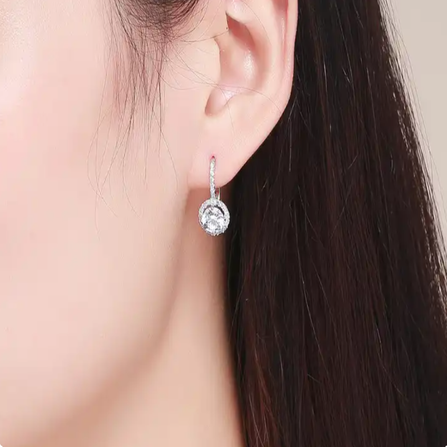 Platinum Plated Dazzling Cubic Zirconia Gemstones Earrings