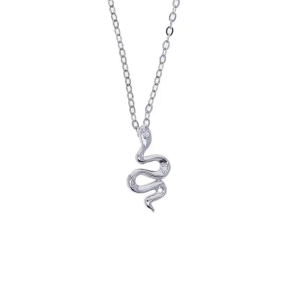 Sterling Silver Serpent Pendant Necklace 